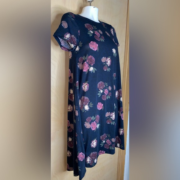LuLaRoe Carly Dress Navy Blue  Purple Floral Size XS NWT - Picture 3 of 14